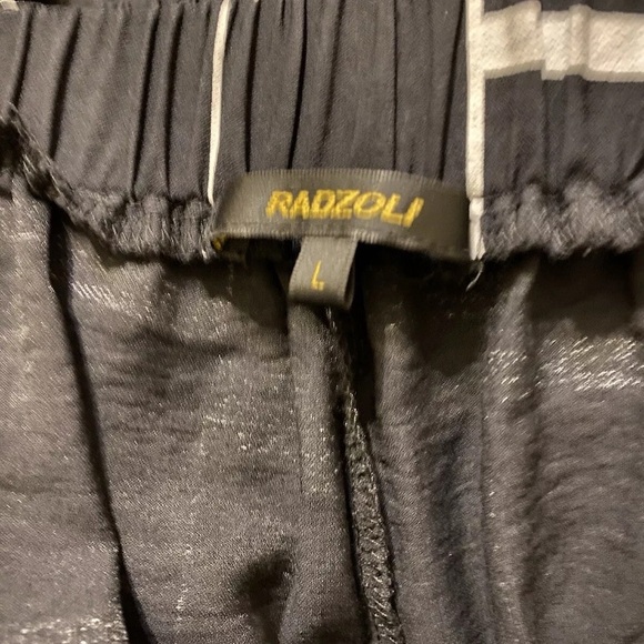 Radzoli Women’s Wide Leg Pants Black & White Abstract Pull On Trousers Sz Large - Picture 4 of 7